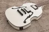 Rare PGM700 PGM 700 Paul Gilbert MIJ Violin White Electric Guitar Double F Hole Paint, Black Hardware & Body Binding, Dual Single Coil PU