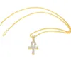 Egyptian Ankh Key Bling Pendant Necklace 18k Yellow Gold Filled Hip Hop womens Mens Charm Pendant Chain