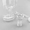 Hi Si Bongs Clear Water Pipe Hex Stemless Bubbler with Removable Mouthpiece Geyser Perc Bong with 18mm Male Joint