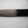 Ombre T1B/Grey Straight silver ombre micro hair extensions 100% Human Micro Bead Links Machine Made Remy Hair Extension