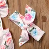 Set di vestiti per pagliaccetto floreale per neonati 2018 Tuta per neonato con maniche arricciate per neonato estivo + fascia per capelli 2 pezzi