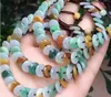 Myanmar natural A bienes pulsera de jade cadena de pie especies de hielo botón de seguridad tres colores jade mujer cuerda de mano tejida a mano