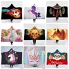 Unicorn filtar 3d hooded filt cloak magisk kasta filt fleece skalle print badhandduk robes christmas flamingo beach shawl swaddle