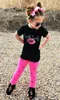 Enfants bébé filles tenues t-shirts hauts + leggings pantalons vêtements 2 pièces/ensemble bébé filles été lettre mignon lèvres vêtements costumes