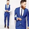 Custom Made Royal Blue Men Garnitury Slim Fit Business Garnitury Garnitury Ślubne Tajemnicze Tuxedo Groom Terno Blazer Masculino 3 Sztuk Kurtka + Kamizelki + Spodnie