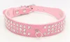 personalized Length Suede Skin Jeweled Rhinestones Pet Dog Collars Three Rows Sparkly Crystal Diamonds Studded Puppy Dog Collar3053160
