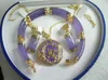 Purple Jade Gold Fortune Dragon Phenix Bransoletka wisiorka Naszyjnik 231G