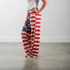 USA American Flag Casual Loose Women Pants High Waist Drawstring Stripe Full Length Pant Red Comfortable Trousers S-3XL