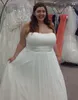 Plus Size Chiffon Wedding Dresses 2019 New Custom Made Simple Court Train Sleeveless Pleats Strapless Empire Maternity Bridal Gown302L