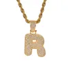 Trendy 26 Style Bubble Letter Pendant Necklace With Micro Pave Cubic Zircon Crystal Gold Chain Halsband för män Kvinnans smyckespresent