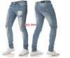 Męskie Solid Color Trudnowany Biker Cool Jeans Moda Slim Ripped Myed Ołówek Spodnie Mężczyźni Jean Male High Street