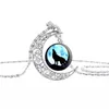 Totem Wolf Glas Mond Zeit Halskette Edelstein Halskette Ketten Silber Tiermodelle Modeschmuck für Frauen Geschenke