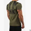 New Beach Compression Men Running Shirts Short Sleeve Printed Letter Sports T Shirts Gym Clothing Breathable Fitness Tops Male Sportswear