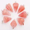 Wholesale Fashion charms MultiColor stone Hexagon Shape Pendant Handmade stone DIY Jewelry Accessories Making Pendant for Women 15mm*22mm