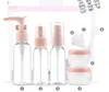9pcs/pack Refillable Bottles Travel Set Face Cream Lotion Cosmetic Dispensing Container Shampoo Hair Conditioner Plastic Empty Jar Pot