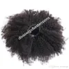 140g épaisseur cheveux afro crépus bouclés queue de cheval de cheveux humains pour les femmes noires, crépus bouclés cordon queue de cheval clip court dans l'extension de cheveux