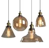 Loft Glass Pendant Light Retro Lights Smoky Gray Hanging Light Industructure Lightsure Thursure for Bar Restaurant