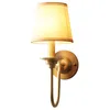 European Luxury Pure Copper Living Room Wall Lamp American Royal Copper Fabric Bedroom Wall Sconce Background Corridor Wall Lamp