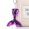 Färgglada Sequins Mermaid Tail Keychain Charms Pendants Keyring Diy Mermaid Key Holder Smycken Tillbehör Kvinnor Gåva 9 stilar