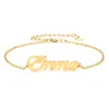 18k Gold plated Stainless Steel Letter Name " Emma " Charm Bracelets for Women Girl Friend Personalized Christmas Gift