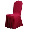 Wedding Banquet Chair Protector Slipcover Decor 10 Colors Pleated Skirt Style Chair Covers Elastic Spandex High Quality