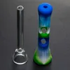 Mini Silicone Hand Pipe With Glass Tube Colorful smoke silicon pipes Herb Cigarette Filter small bong