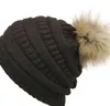 Gorro de punto de moda para mujer Otoño Invierno Sombrero cálido Skullies Marca Gorros Hip-Hop Gorros de pompón de lana KKA2684