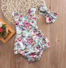 Mignon Floral Bébé Barboteuse 2018 Volants Dentelle Combinaison avec Bandeau Nouveau-Né Bébé Filles Vêtements Sunsuit Tenues Enfants Enfants Vêtements 0-24M