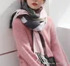 Moda Inverno Donna Sciarpe scozzesi Grid Tassel Wrap Oversize 200x60cm Check Scialle Tartan Designer di qualità Sciarpa Top Fazzoletto da collo Coperte reticolari per Lady