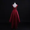 Real Picture Dark Red 2018 Prom Dress Short Front Long Back Jewel Lace Applique High Low Party Homecoming Graduation Dress 16 Years