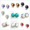 8 mm 10 mm 12 mm Natursten Druzy Stud örhängen Opal Turkos örhängen i rostfritt stål för kvinnor smycken