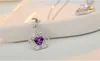 Bijoux en argent sterling 925 pendentif de mariage couronne de cristal autrichien collier de vague d'eau violet / argent