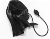 BDSM Bondage Latex Sex Hood Kopfmaske mit aufblasbarem Mundknebel Gummi Heavy Play Fetisch Sex Toys Schwarz für Frauen