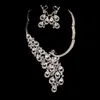 Elegant simulerad pärla brud smycken set silver färg kristallhalsband örhängen set bröllop smycken mode smycken sets3193821