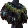 Echte Peacock Feather Bur Bruidal Bruidsmeisje Wedededames Wedding Cape Wrap Pashmina Scarf Sjawl voor avond Fancy Dress Party S18101904