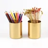 400 ml Nordic Style Brass Gold Vase Stainless Steel Cylinder Penhållare för stativ Multi Använd Penna Pothållare Cup Innehåller Sn941