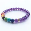 Großhandel handgefertigtes buntes rotes Achat-Amethyst-Vulkan-natürliches violettes schwarzes Stein-Matt-Yoga-Buddha-Perlenarmband für Frauenschmuck