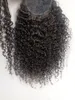 Ny Ankomst Brasilianska Human Virgin Remy Kinky Curly Pony Vail Hair Extensions Clip In Natral Svart Färg 100g En bunt