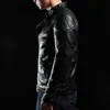 Collo alla coreana matto da cross country 100% vera pelle giacca da motociclista da uomo giacche in pelle spessa con teschio in acciaio