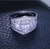 Three-stone 여성용 반지 세트 Diamonique Cz 여성용 남성용 약혼 반지 결혼 반지 화이트 골드 사이즈 5-10
