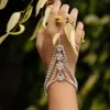 Imixlot Moda Gold Strass Hand Harness Slave Ketten Finger Ringe Armband Süße Armreifen Für Frauen Hochzeit Braut Schmuck