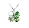 Free Shipping Fashion High Quality 925 Silver Diamond jewelry Four-leaf clover Zircon Crystal Necklace Valentine's Day Holiday Gifts HJ228