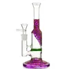 15 Pcs Purple Colored Glass Bongs Hookahs Oil Dab Rigs Green Heady 14.5mm Joint Water Pipes Beecomb Perc 9 Inches Height Straight Tube WP533