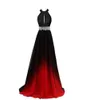 2018 New Sexy New Ombre Long Evening Prom Dresses Chiffon Beaded A Line Plus Size Floor-Length Gradient Formal Party Gown QC1243