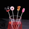 50pcs tatlı kırmızı şarap paslanmaz çelik karikatür hayvan çörek kokteyli kahve süt çayı içecek bar blender blender parti hediyesi