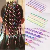 24 adet / grup Gökkuşağı Renk Kafa Sevimli Kız Saç Bandı Kristal Uzun Elastik Saç Bantları Şapkalar Saç Aksesuarları Rastgele Renk