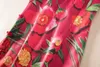 Vintage Flower Print Women Maxi Dress Short Sleeve Dresses 07K819