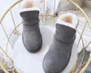 2019 جودة عالية أحذية الثلوج في فصل الشتاء جلد الغنم الدفء كعب حذاء مسطح أسود رمادي tansize 34-41