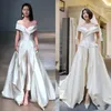 Elegant elfenben utanf￶r axelkv￤llskl￤nningar kvinnor formella jumpsuits avtagbar overskirt delad fr￤mre prom kl￤nning 2023 byxor kostymer vestidos mottagningskl￤nningar