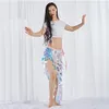 Mulheres Dance Wear Spandex Roupas Stretchy Roupas Multicolor Squama Super-Saia Lantejoulas Lençol Scarf Barrly Traje Conjunto 2 Pcs